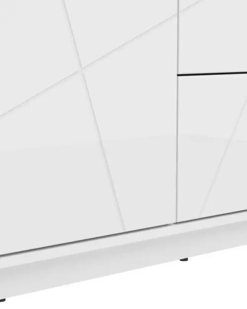 Armario de dos puertas Forn 94 cm con cajones blanco alto brillo