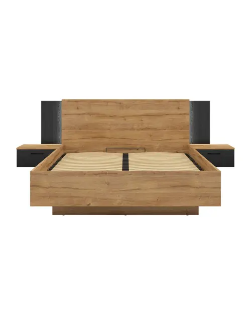 Łóżko Maio 160x200 ze stelażem i pojemnikiem dąb waterford