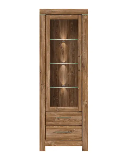 Vitrina Gent 68 cm con puertas y 2 cajones roble stirling