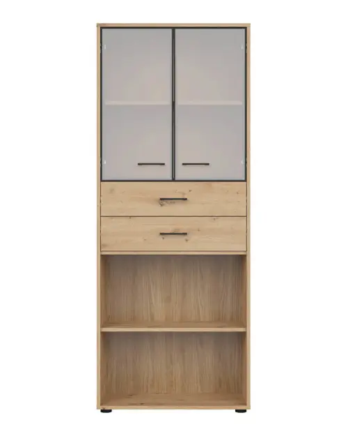 Estantería Space Office 80 cm con 2 puertas 2 cajones y 2 estantes roble artisan