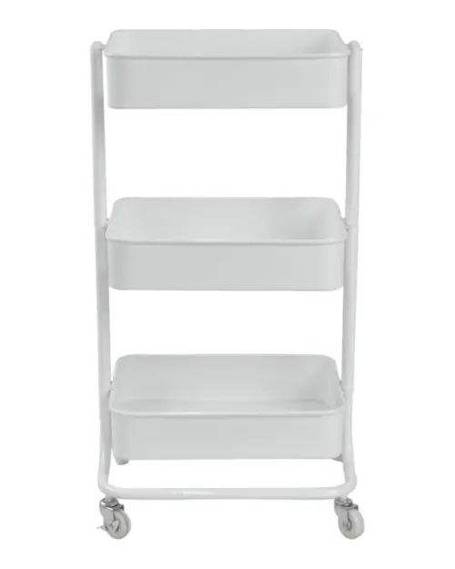 Estantería móvil Mike con 3 estantes metálica blanca