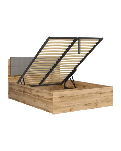 Cama Tetrix 140x200 con somier y contenedor roble wotan