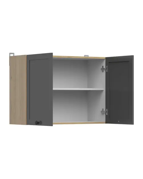 Szafka kuchenna górna Junona Line 80 cm 2-drzwiowa dąb bernstein/grafit