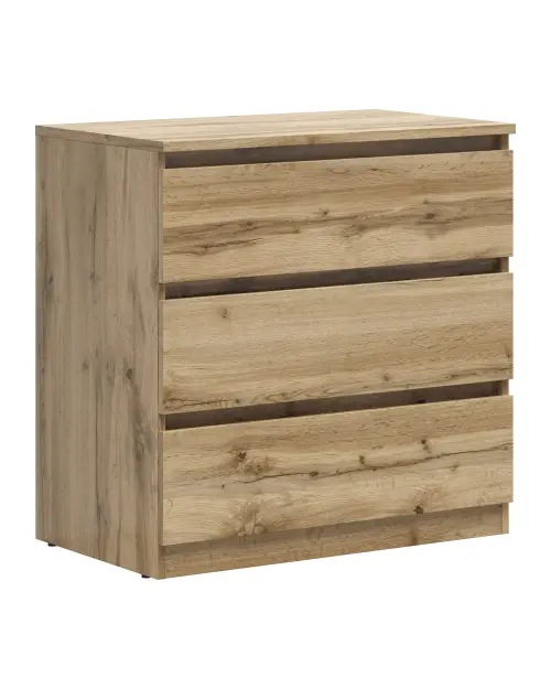 Cómoda Tetrix 75 cm con 3 cajones roble wotan