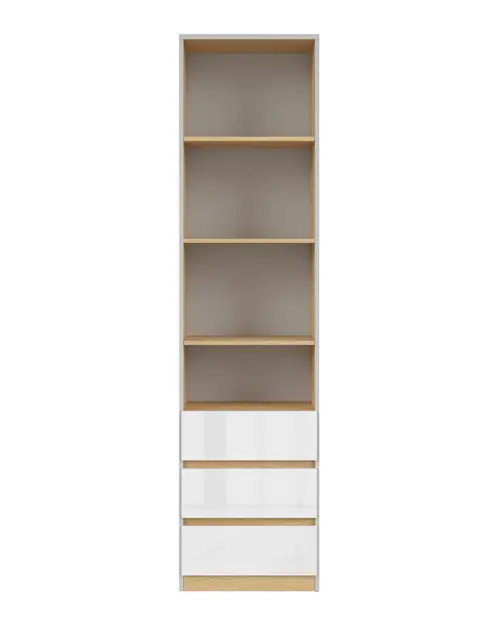 Estantería Nandu 50 cm con 3 cajones y 4 estantes gris claro/roble polaco