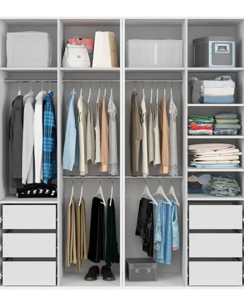 Armario modular Flex 200 cm con puertas y espejo blanco brillo