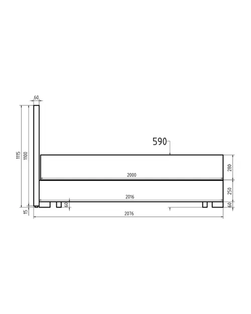 Continental bed Reve 160x200 with storage light green