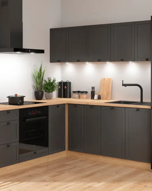 Conjunto de cocina rinconera Junona Line 200x200 grafito sin encimera