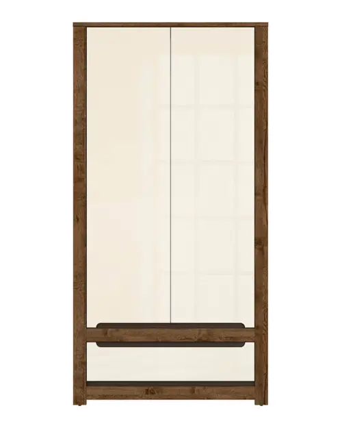 Шкаф двухдверный Ruso 104 см с ящиком дуб април/жемчужный глянец