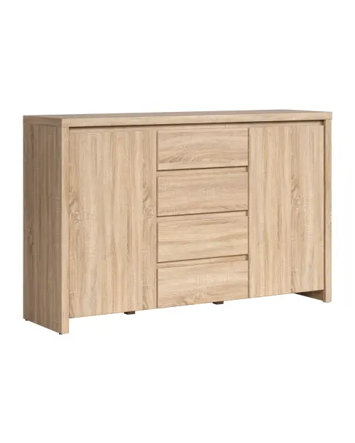 Cómoda Kaspian 144 cm con 2 puertas y 4 cajones roble sonoma