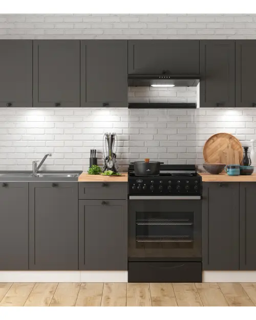 Conjunto de cocina Junona Line 240 cm grafito sin encimera