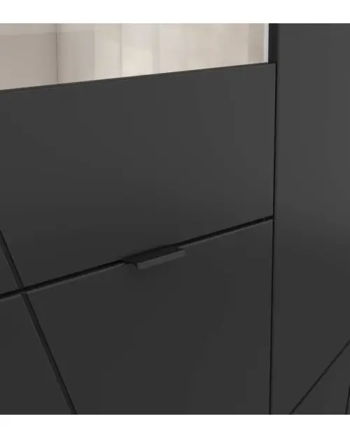 Vitrina Forn 94 cm con 3 puertas blanco brillo/negro mate