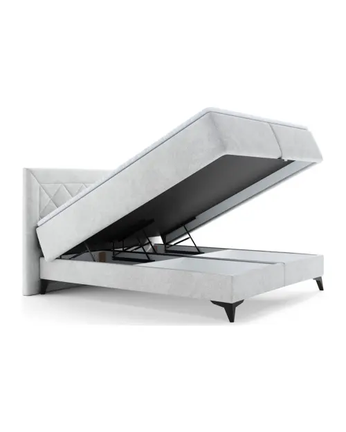 Continental bed Zalea 160x200 with storage grey