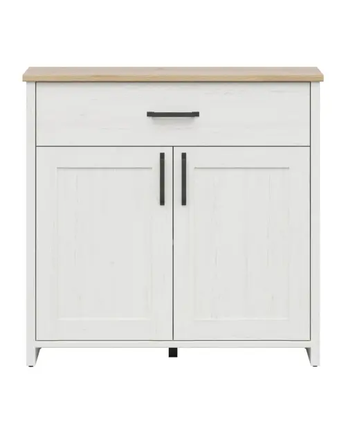 Cómoda Loksa 102 cm con 2 puertas y un cajón pino andersen blanco/roble grandson