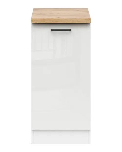 Armario de cocina inferior Junona Line 40 cm derecha blanco tiza brillo con encimera