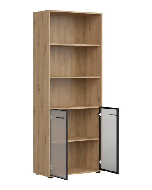 Estantería Space Office con 2 puertas y 3 estantes roble artisan