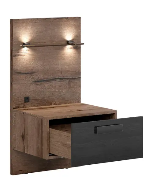 Mesita de noche Kassel 50 cm con cajón derecha roble monastery