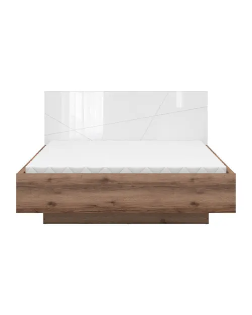 Cama Forn 160x200 con somier y arcón roble delano oscuro/blanco