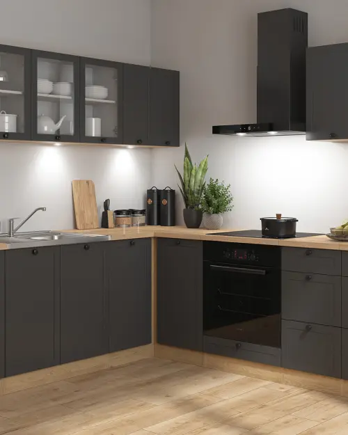 Conjunto de cocina de esquina Junona Line 220x240 grafito sin encimera