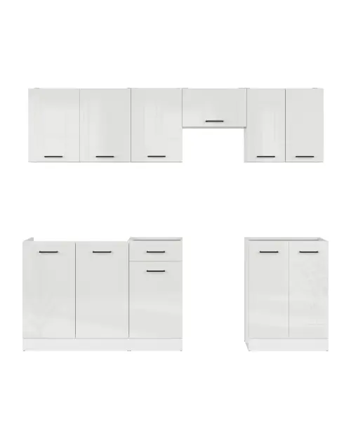 Conjunto de cocina Junona Line 230 cm brillo tiza sin encimera