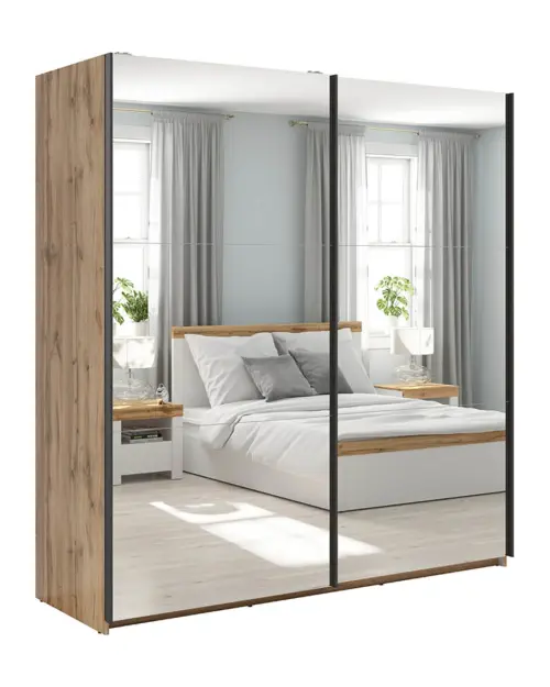 Armario corredero Tetrix 183 cm con espejo roble wotan