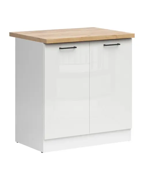Mueble bajo de cocina Junona Line 80 cm brillo tiza con encimera