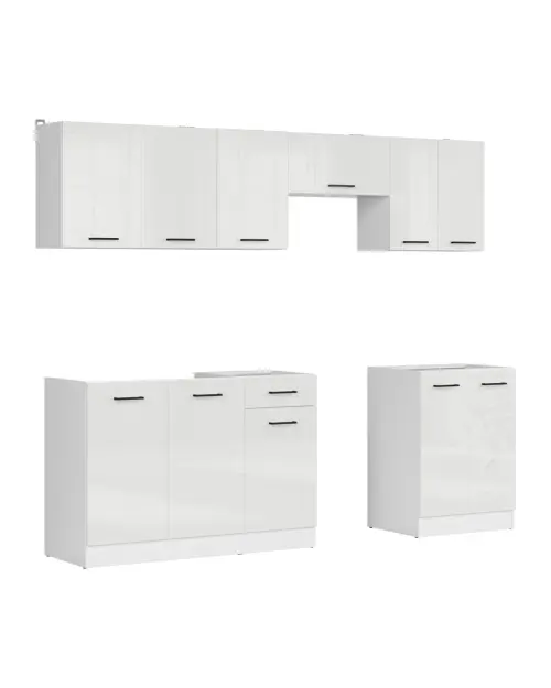 Zestaw kuchenny Junona Line 240 cm połysk tiza bez blatu