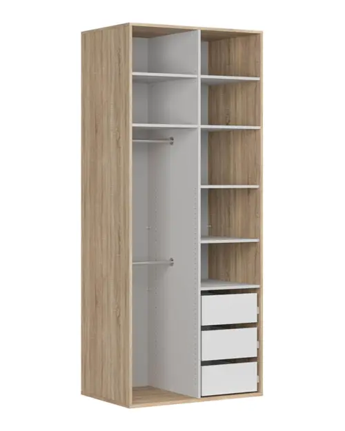 Two-door wardrobe Flex 100 cm with mirror sonoma oak