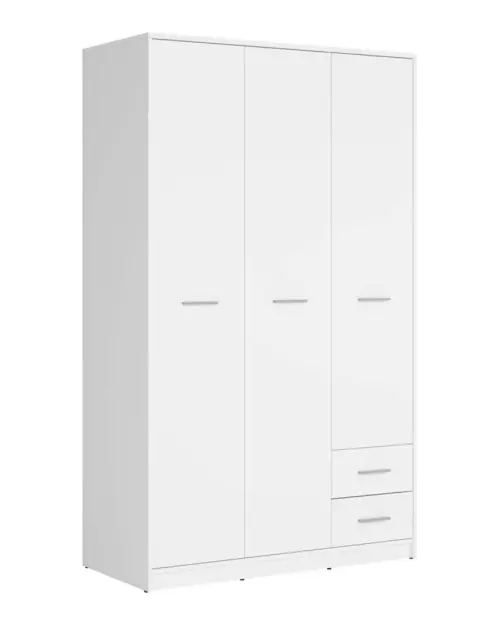 Armario de tres puertas Nepo Plus 118 cm con cajones blanco