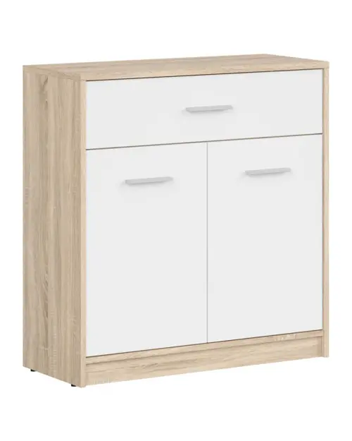 Cómoda Nepo Plus 80 cm con 2 puertas y un cajón roble sonoma/blanco