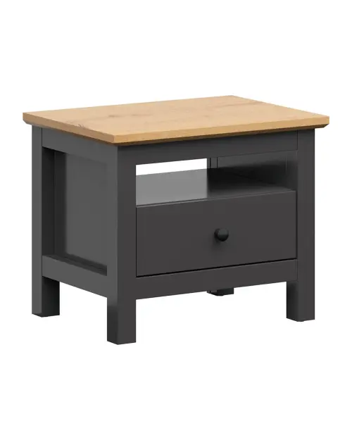 Mesita de noche Hesen 60 cm con cajón grafito/roble artisan