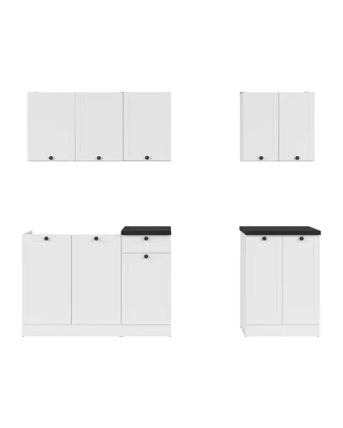 Conjunto de cocina Junona Line A 180 cm blanco con encimera