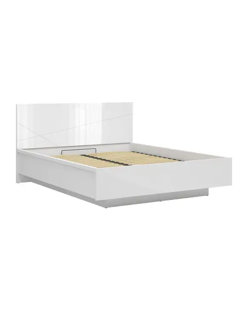 Conjunto cama Forn blanco brillo con somier y colchón Mimas 160x200