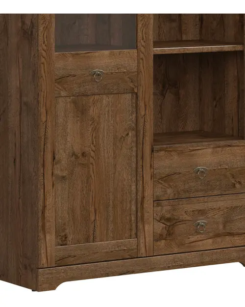 Vitrina Patras 103 cm con puertas y 2 cajones roble april