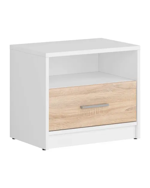 Mesita de noche Nepo Plus 49 cm con cajón blanco/roble sonoma
