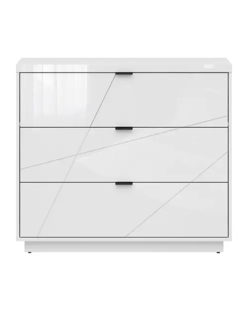 Cómoda Forn 106 cm con 3 cajones blanco brillo
