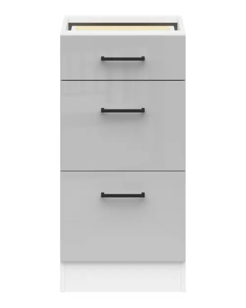 Armario de cocina inferior Junona Line 40 cm con cajones gris claro brillo