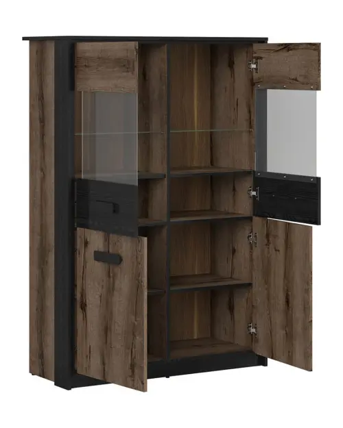 Vitrina Kassel 100 cm con 4 puertas roble monastery