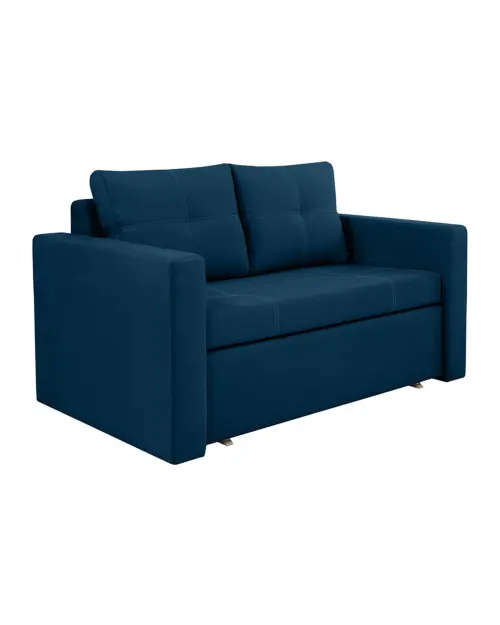 Dwuosobowa sofa rozkładana Bunio III z pojemnikiem, niebieska