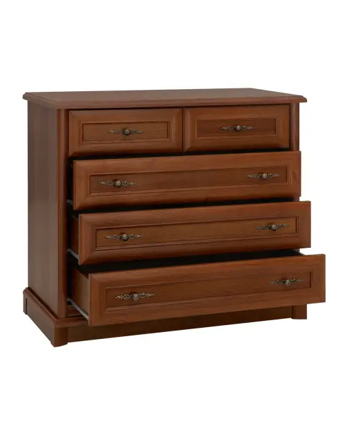 Cómoda Kent 101 cm con 5 cajones castaño