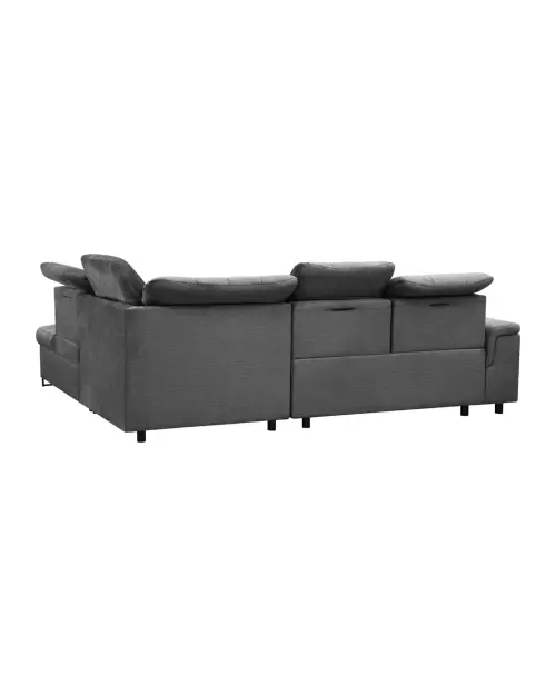 Угловой диван правосторонний Aragon раскладной с регулируемым подголовником и сиденьем серый