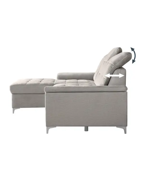 Sofá rinconero izquierdo Ariado convertible con contenedor de terciopelo beige