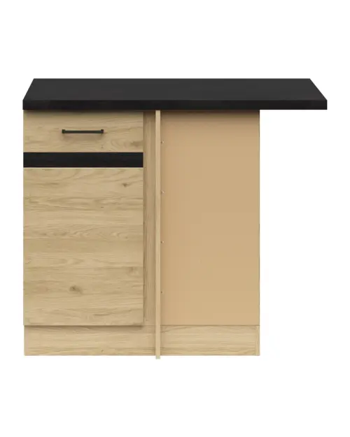 Armario de cocina inferior de esquina Junona Line derecho roble bernstein con encimera para rincón de 100x60 cm