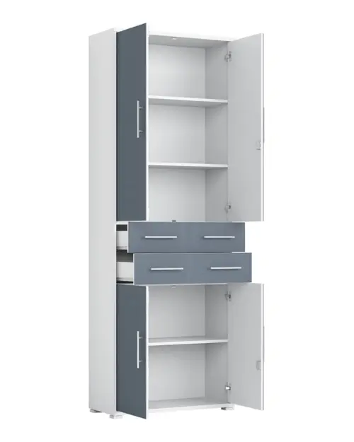 Estantería Office Lux 79 cm con 4 puertas y 2 cajones gris claro