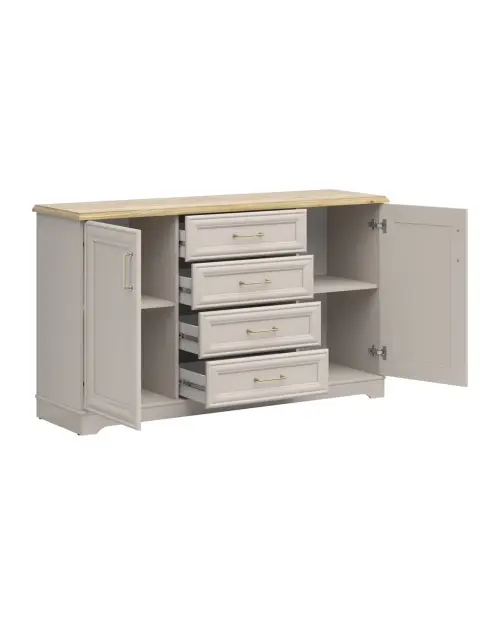 Cómoda Anga 154 cm con 2 puertas y 4 cajones cachemira/roble mauvella