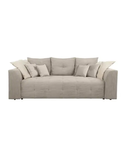 Sofá cama de tres plazas Royal IV convertible con arcón, pana, beige