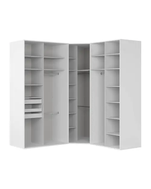 Armario modular Flex 223x203 cm vestidor esquinero abierto blanco