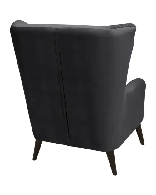 Sillón orejero Casey de terciopelo negro