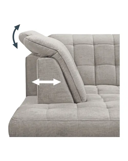 Narożnik lewostronny Aragon rozkładany z zagłówkami i regulowanym siedziskiem beżowy