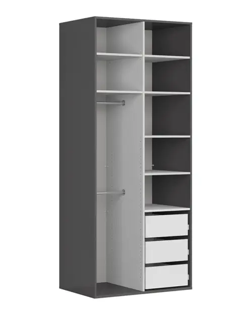 Two-door wardrobe Flex 100 cm with mirror graphite